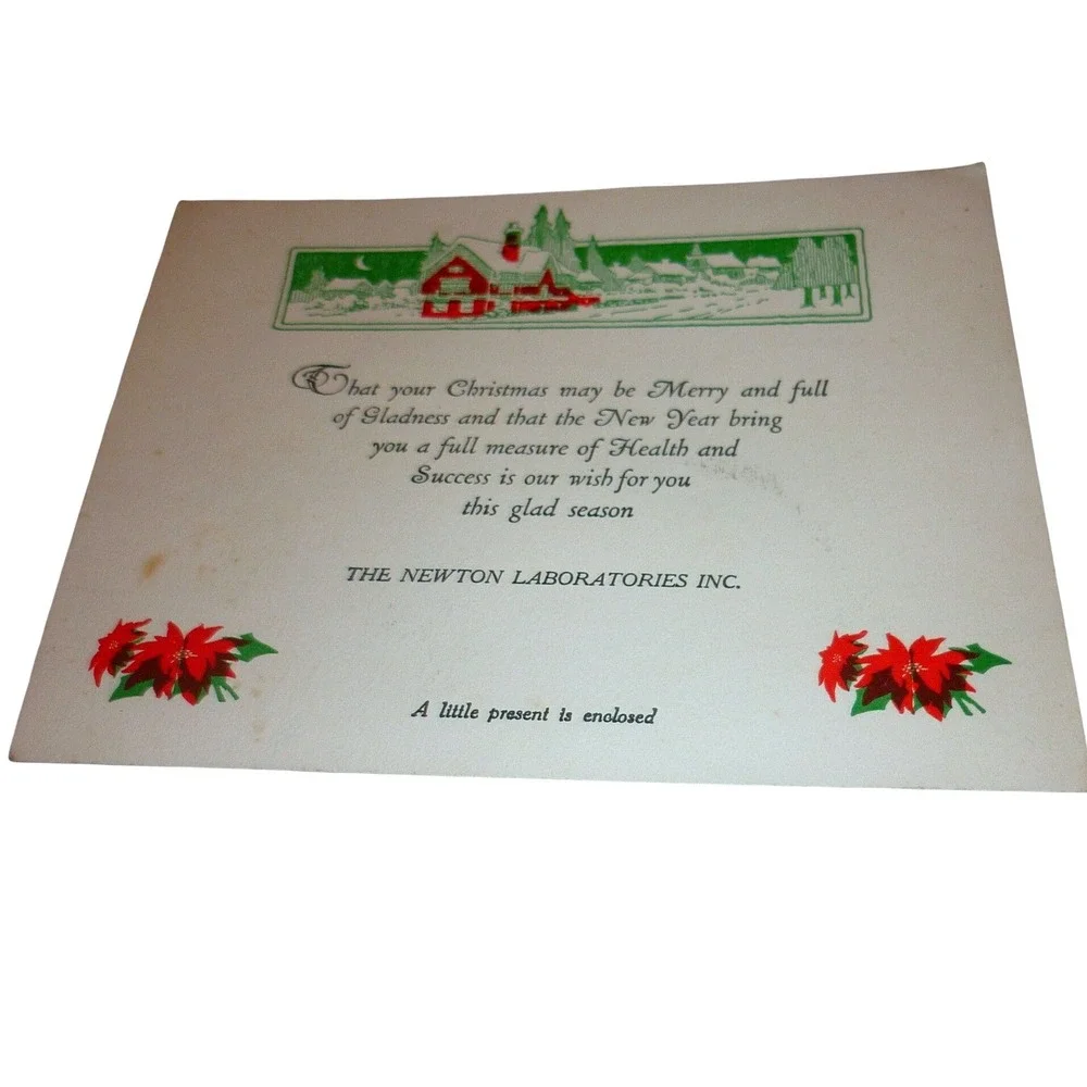1940s Newton Laboratories Inc Christmas Card Ephemera Medical History